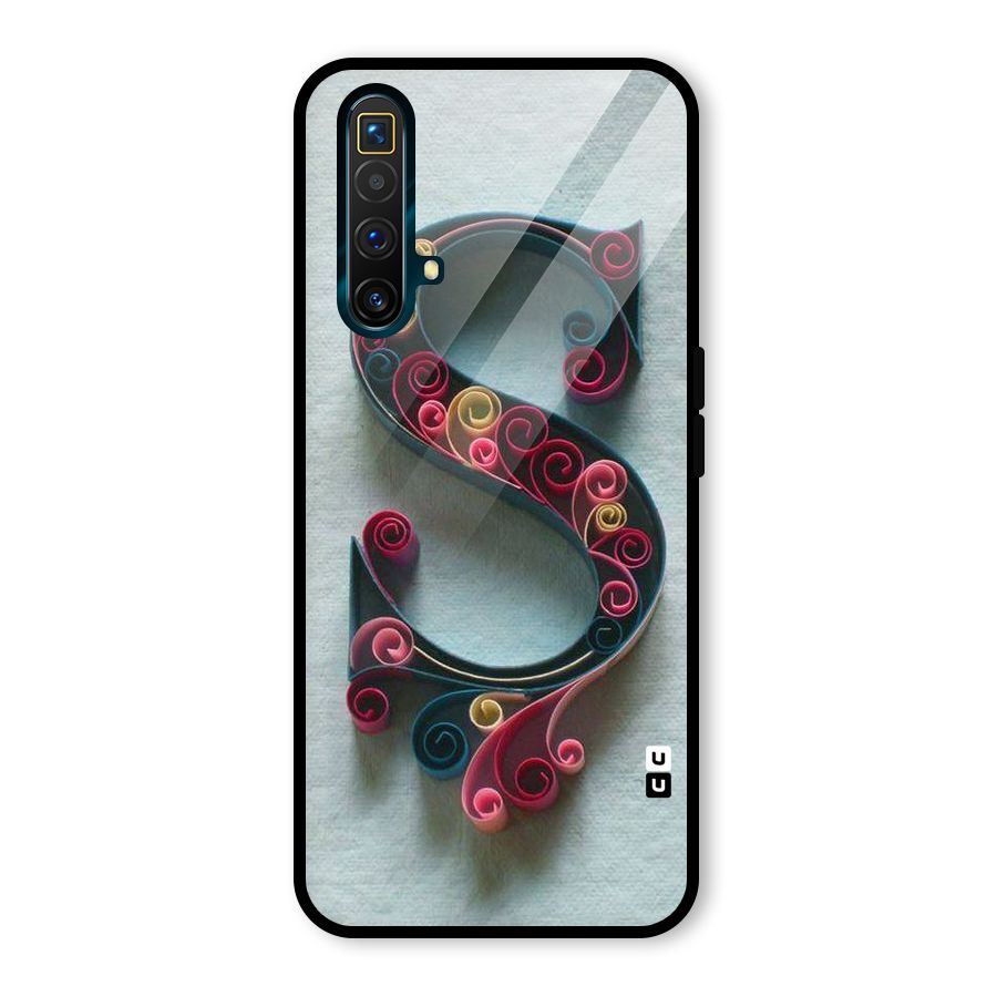 Floral Alphabet Glass Back Case for Realme X3
