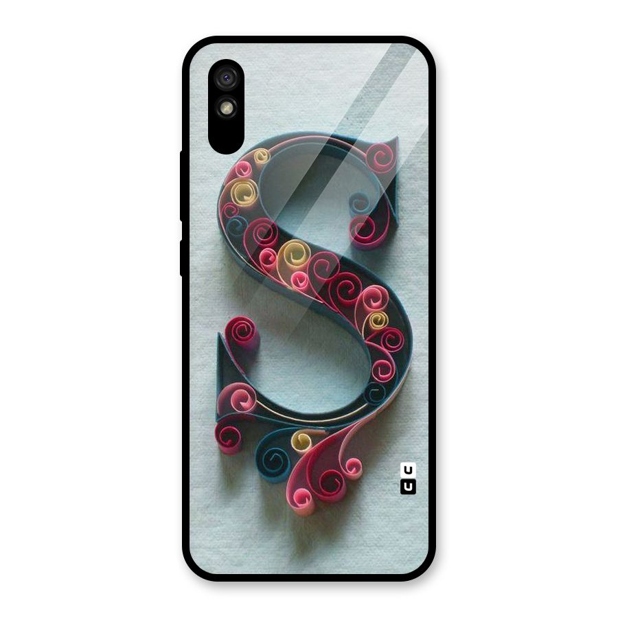 Floral Alphabet Glass Back Case for Redmi 9i