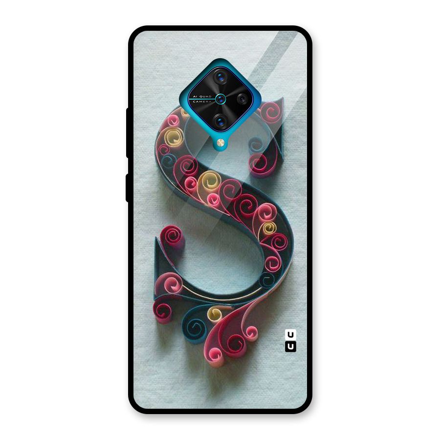 Floral Alphabet Glass Back Case for Vivo S1 Pro