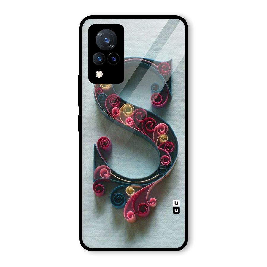 Floral Alphabet Glass Back Case for Vivo V21 5G