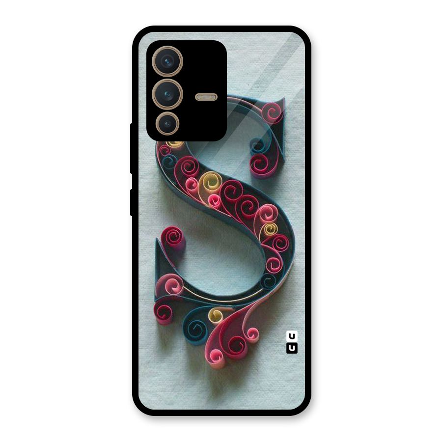 Floral Alphabet Glass Back Case for Vivo V23 5G