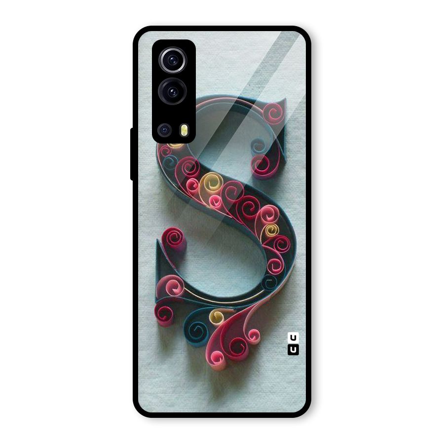 Floral Alphabet Glass Back Case for Vivo iQOO Z3