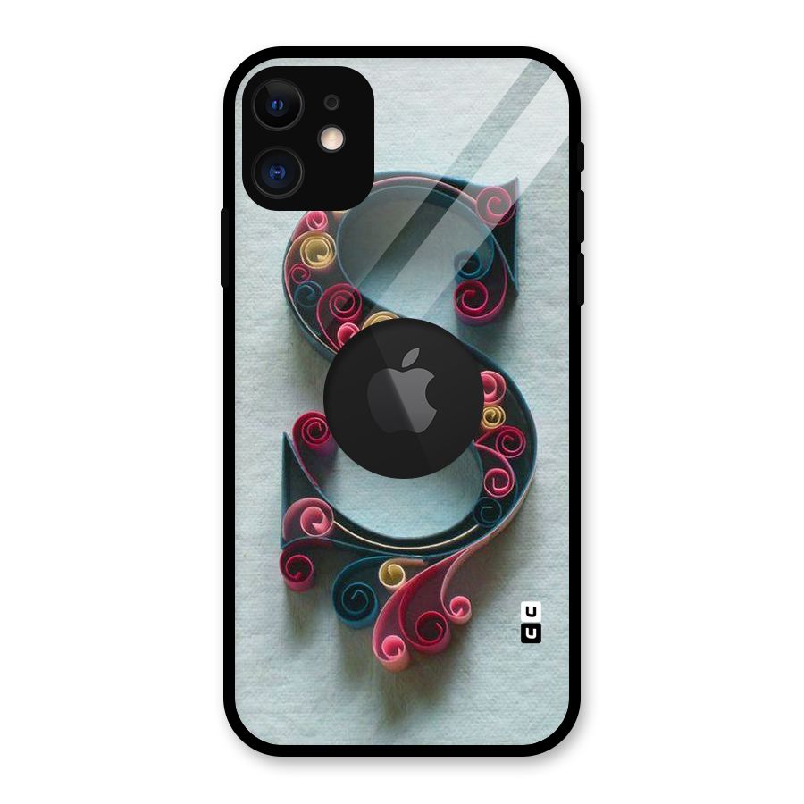 Floral Alphabet Glass Back Case for iPhone 11 Logo Cut