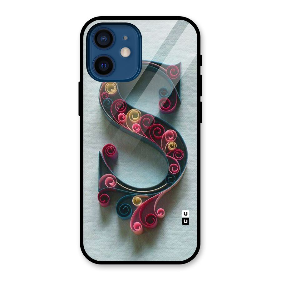 Floral Alphabet Glass Back Case for iPhone 12 Mini