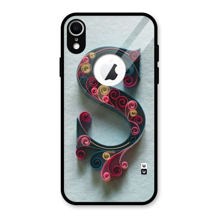 Floral Alphabet Glass Back Case for iPhone XR Logo Cut