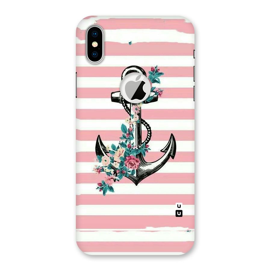 Floral Anchor Back Case for iPhone XS Logo Cut