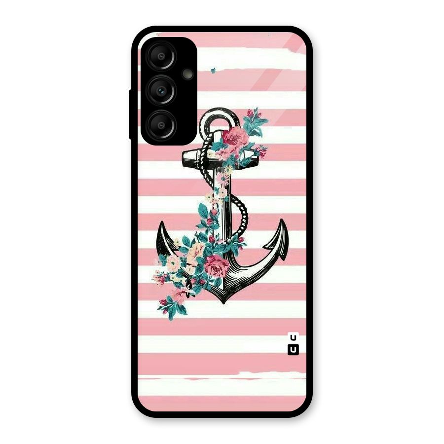 Floral Anchor Glass Back Case for Galaxy A14 5G