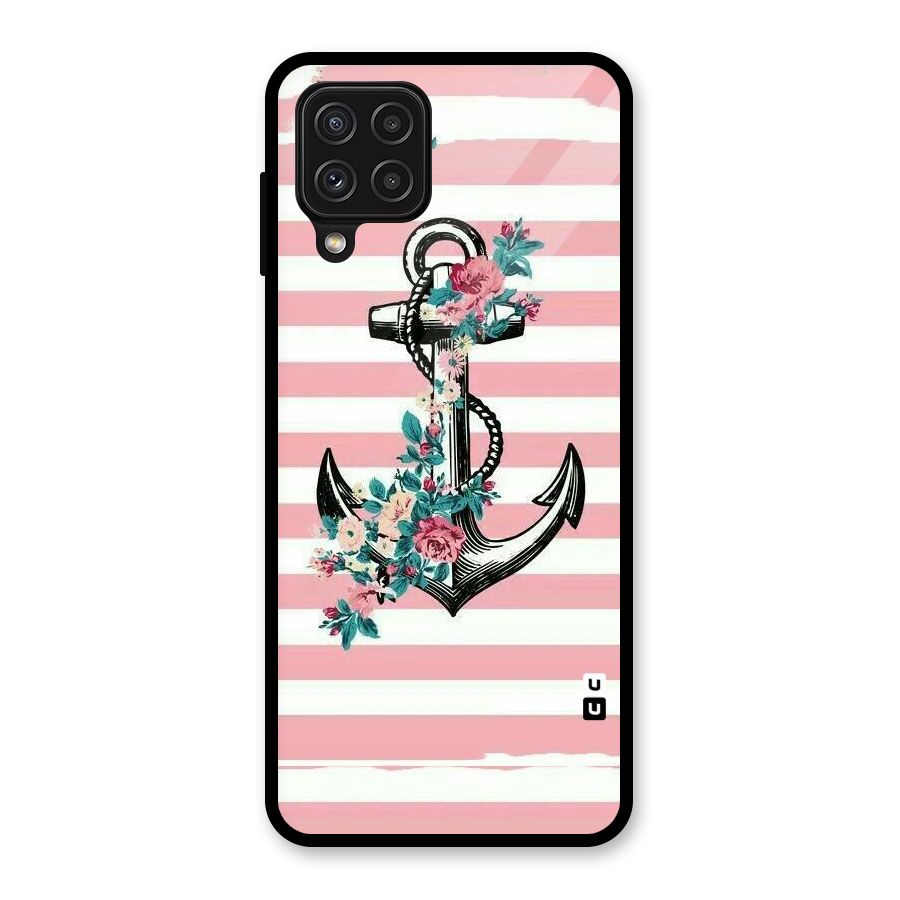 Floral Anchor Glass Back Case for Galaxy A22 4G