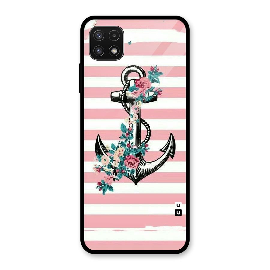 Floral Anchor Glass Back Case for Galaxy A22 5G