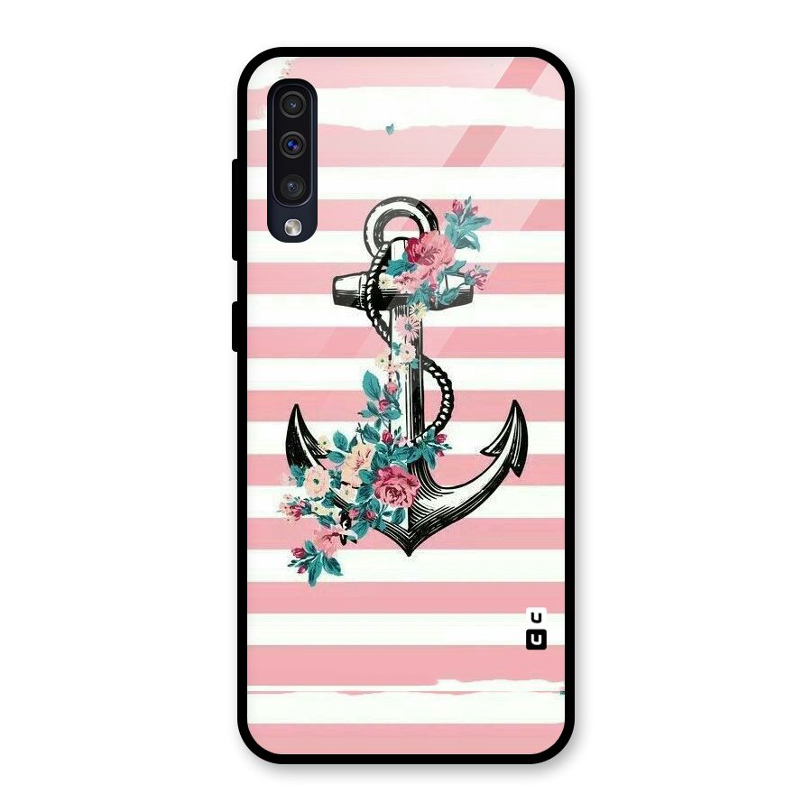 Floral Anchor Glass Back Case for Galaxy A30s