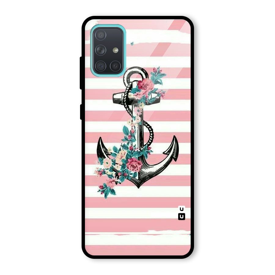 Floral Anchor Glass Back Case for Galaxy A71