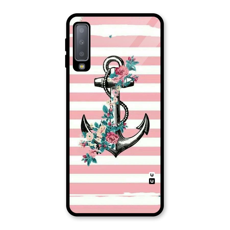 Floral Anchor Glass Back Case for Galaxy A7 (2018)