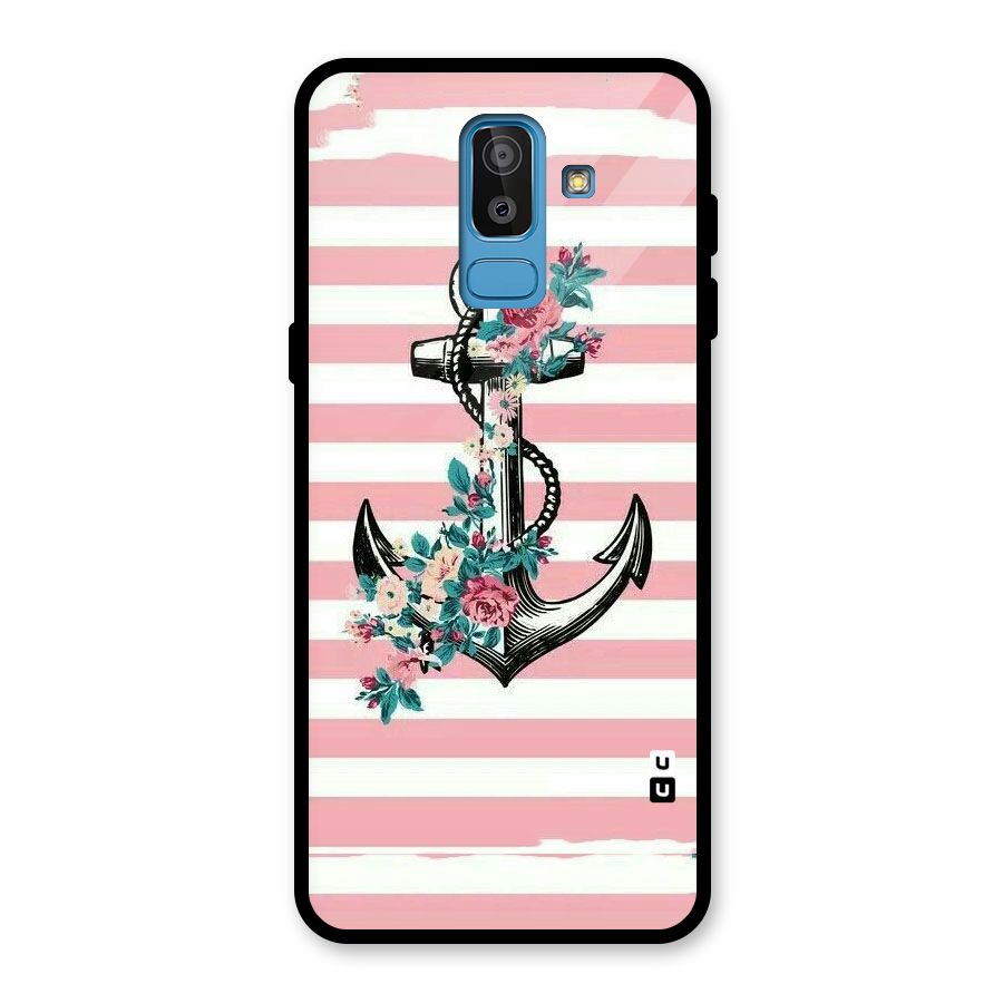Floral Anchor Glass Back Case for Galaxy J8