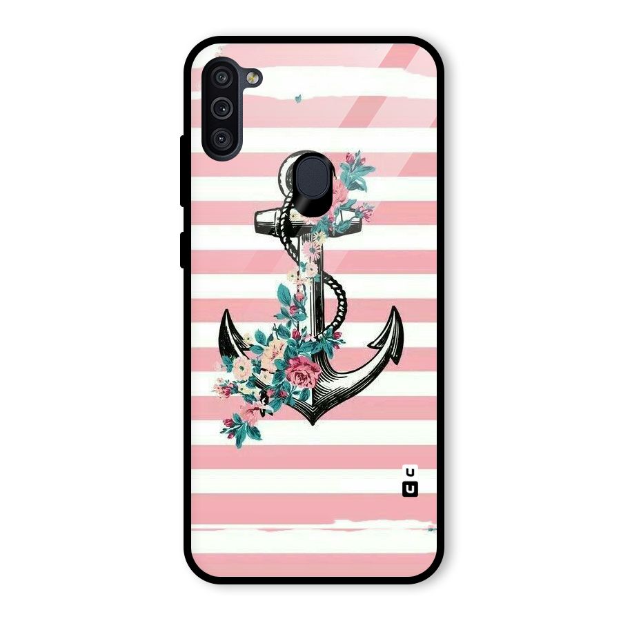 Floral Anchor Glass Back Case for Galaxy M11