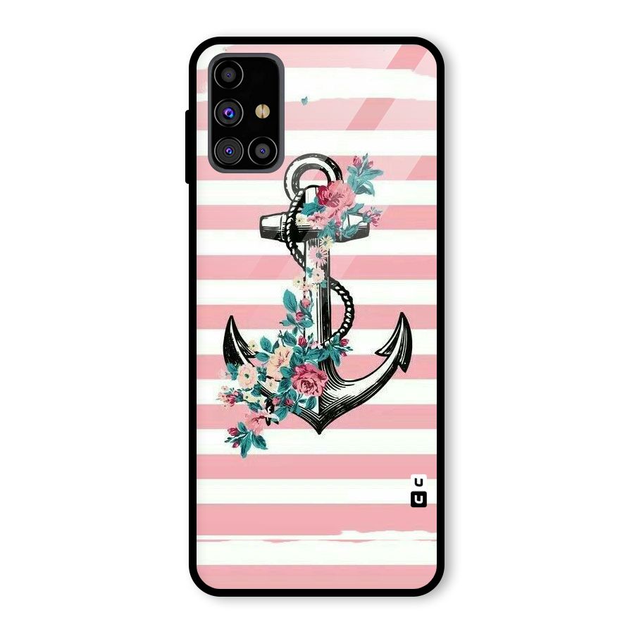 Floral Anchor Glass Back Case for Galaxy M31s