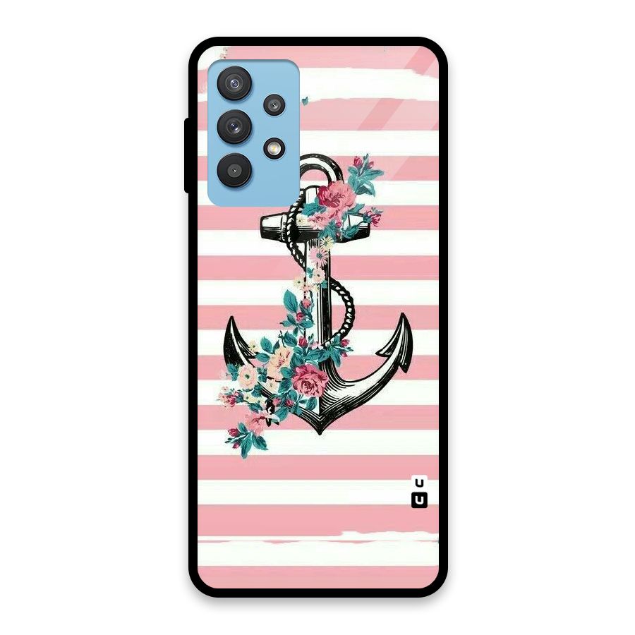 Floral Anchor Glass Back Case for Galaxy M32 5G