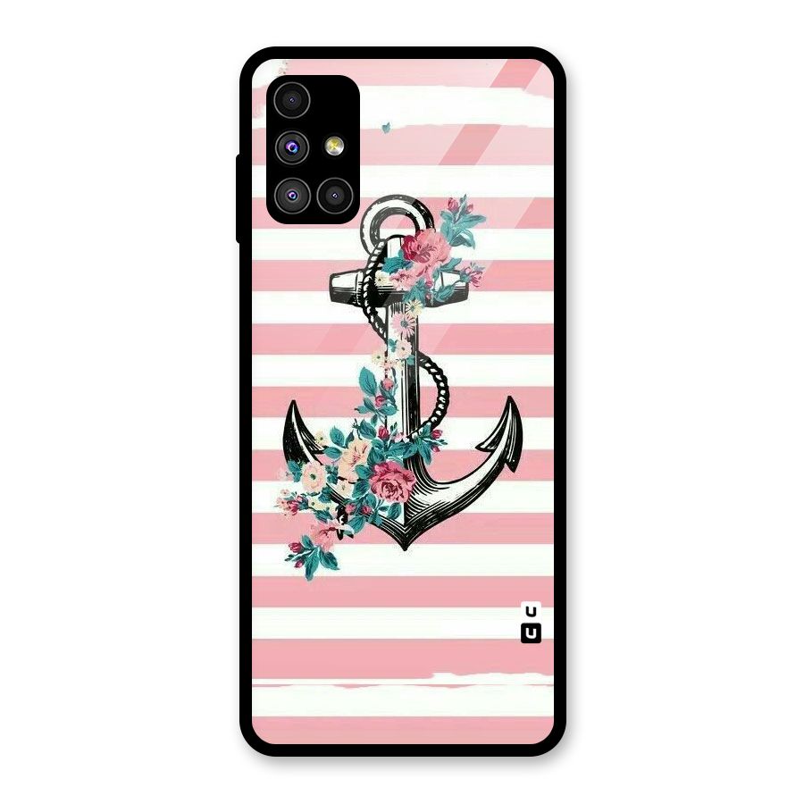 Floral Anchor Glass Back Case for Galaxy M51