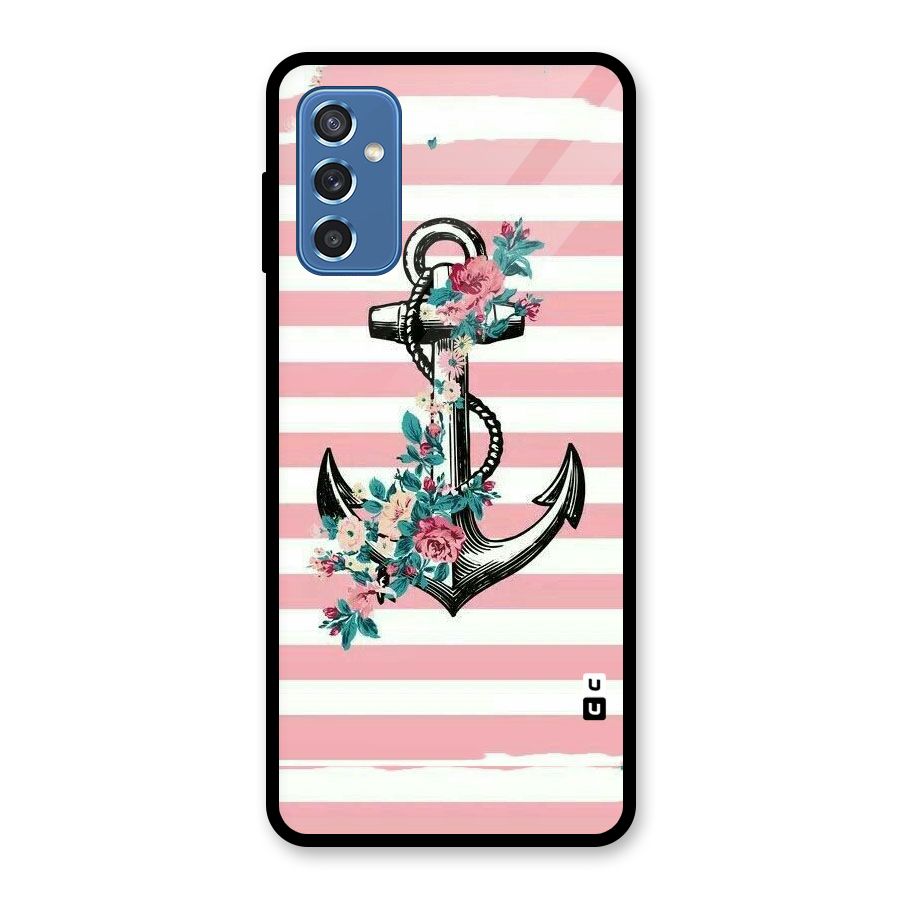 Floral Anchor Glass Back Case for Galaxy M52 5G