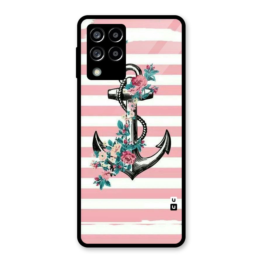 Floral Anchor Glass Back Case for Galaxy M53 5G