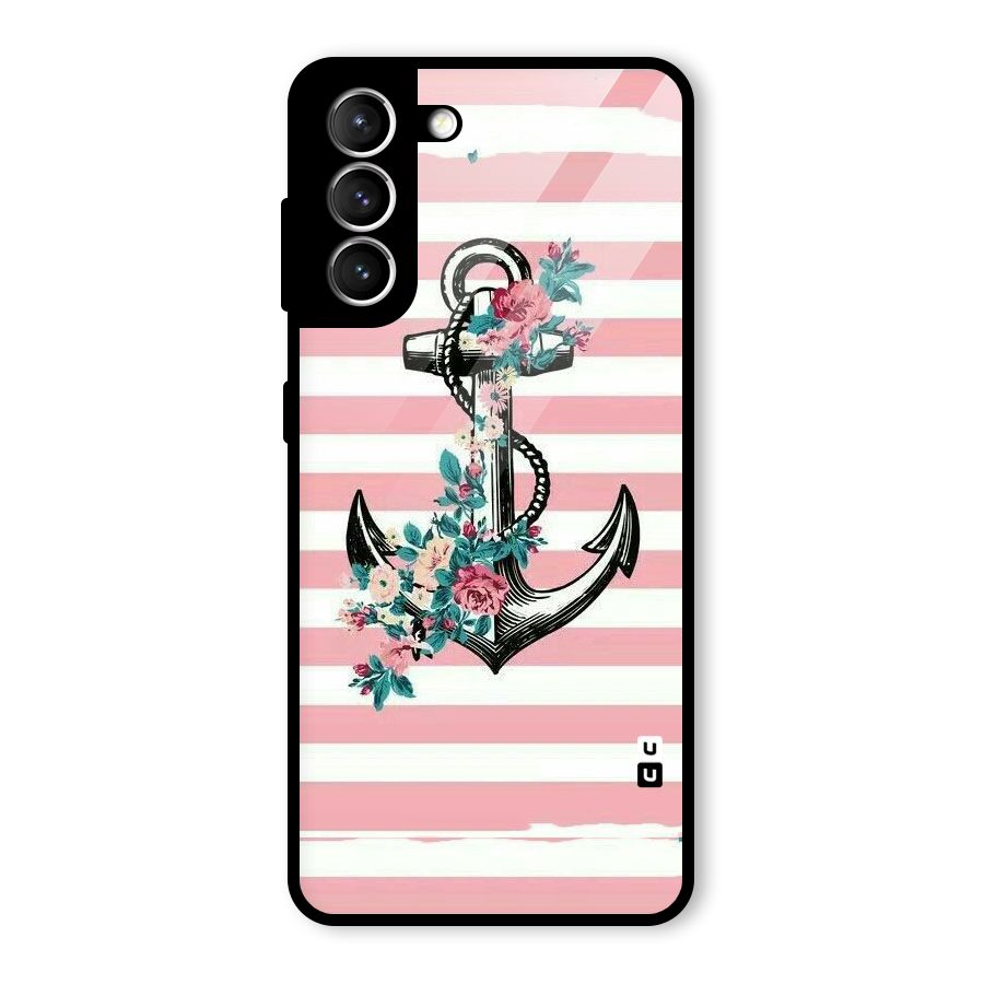 Floral Anchor Glass Back Case for Galaxy S21 5G