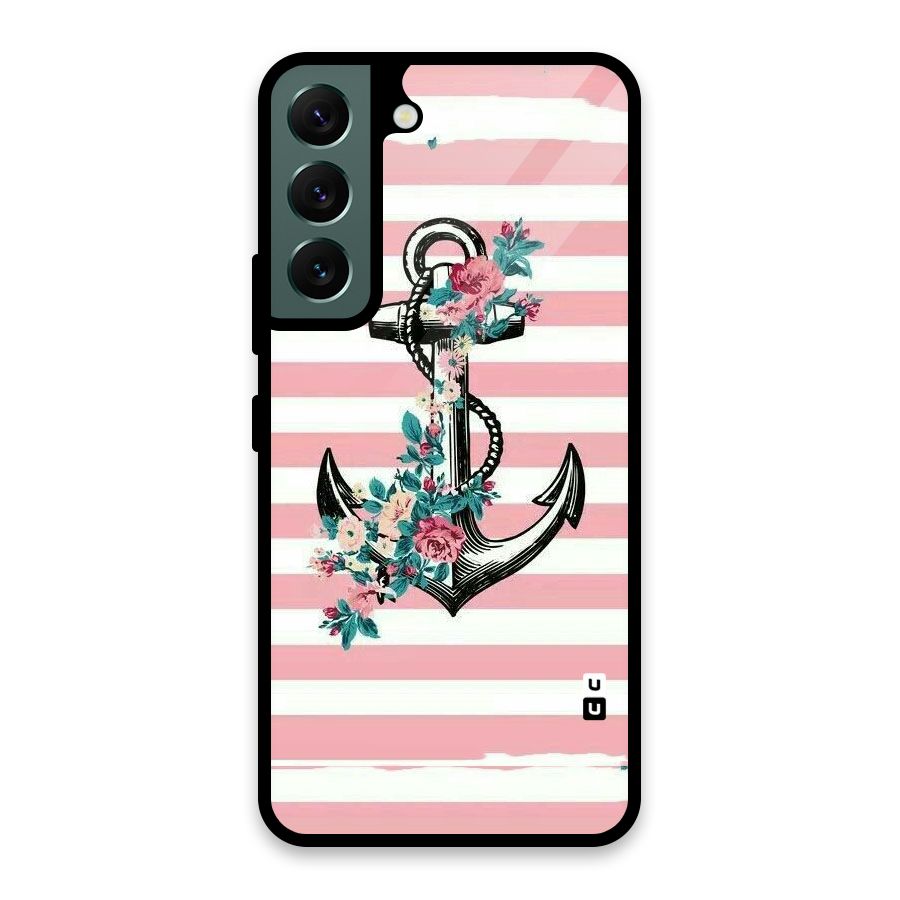 Floral Anchor Glass Back Case for Galaxy S22 5G