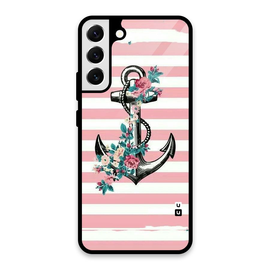 Floral Anchor Glass Back Case for Galaxy S22 Plus 5G