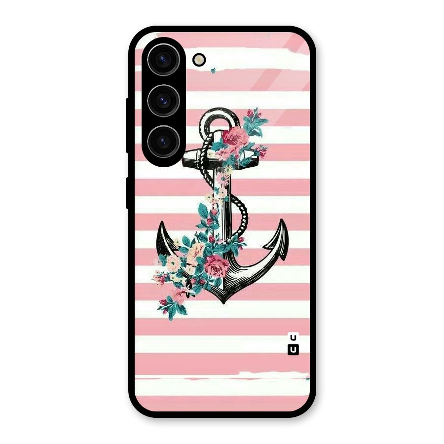 Floral Anchor Glass Back Case for Galaxy S23
