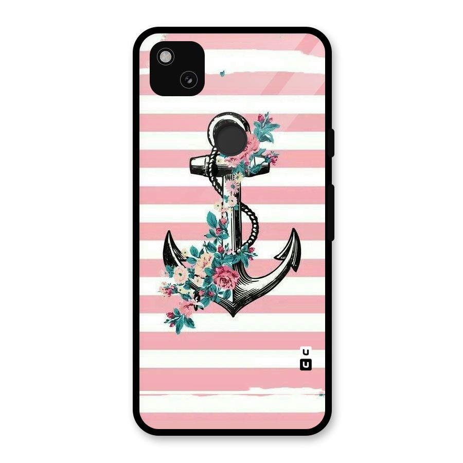 Floral Anchor Glass Back Case for Google Pixel 4a