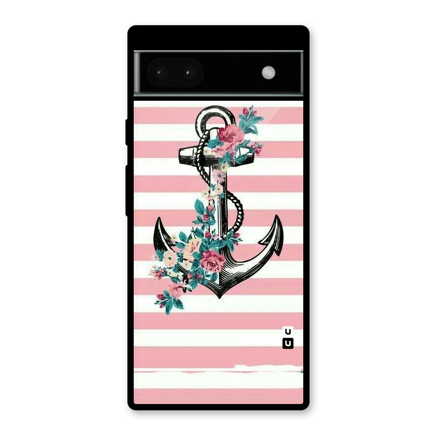 Floral Anchor Glass Back Case for Google Pixel 6a