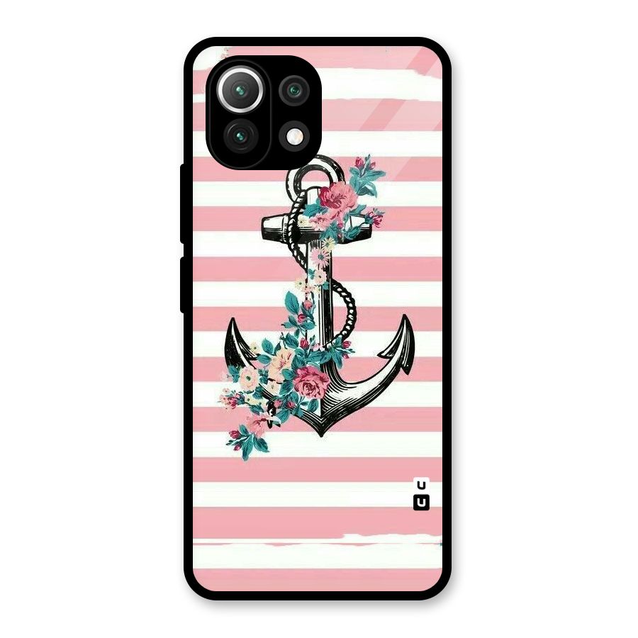 Floral Anchor Glass Back Case for Mi 11 Lite NE 5G