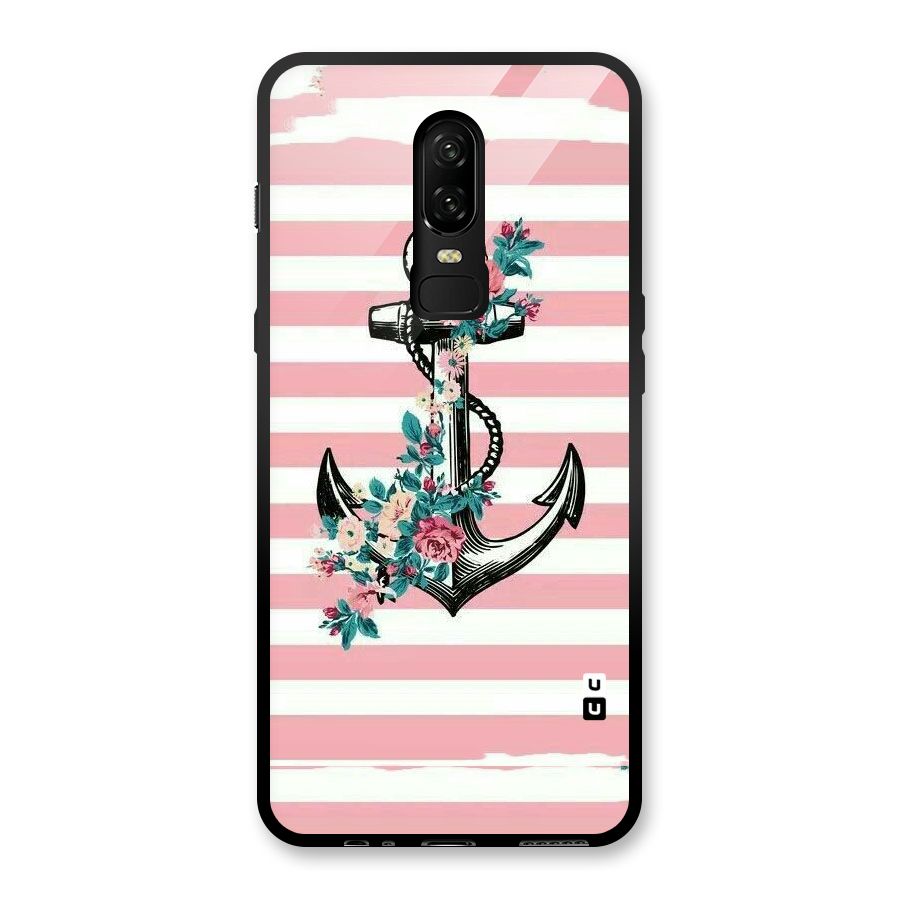 Floral Anchor Glass Back Case for OnePlus 6