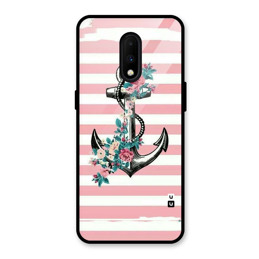 Floral Anchor Glass Back Case for OnePlus 7