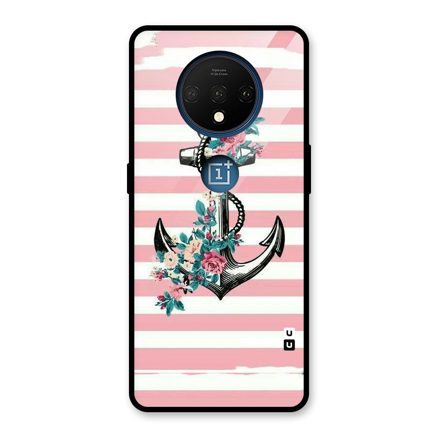 Floral Anchor Glass Back Case for OnePlus 7T