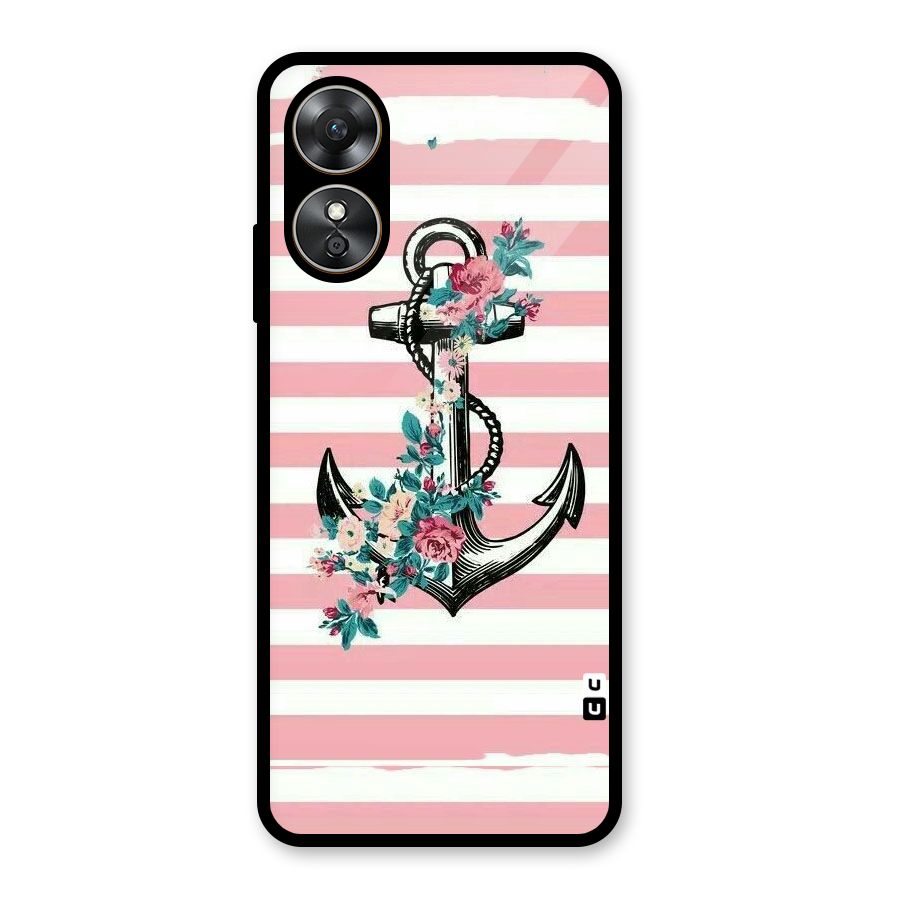 Floral Anchor Glass Back Case for Oppo A17