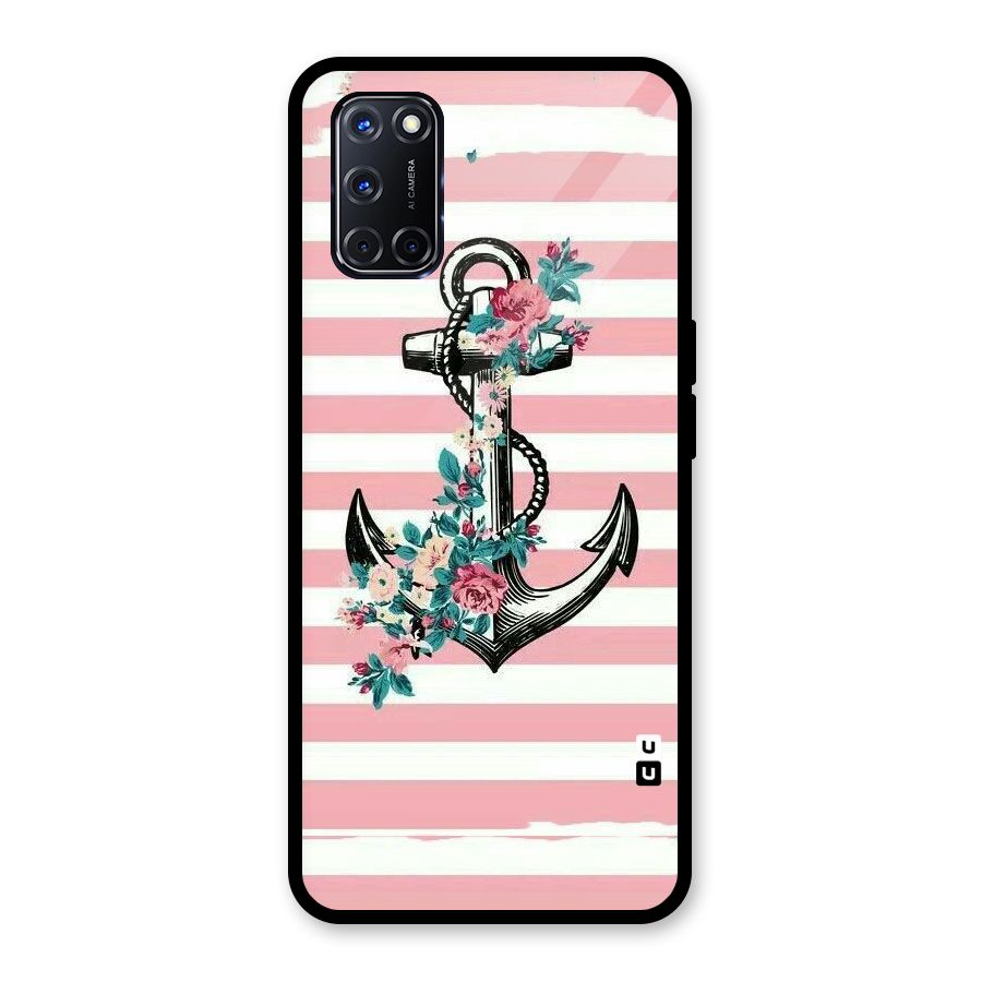 Floral Anchor Glass Back Case for Oppo A52