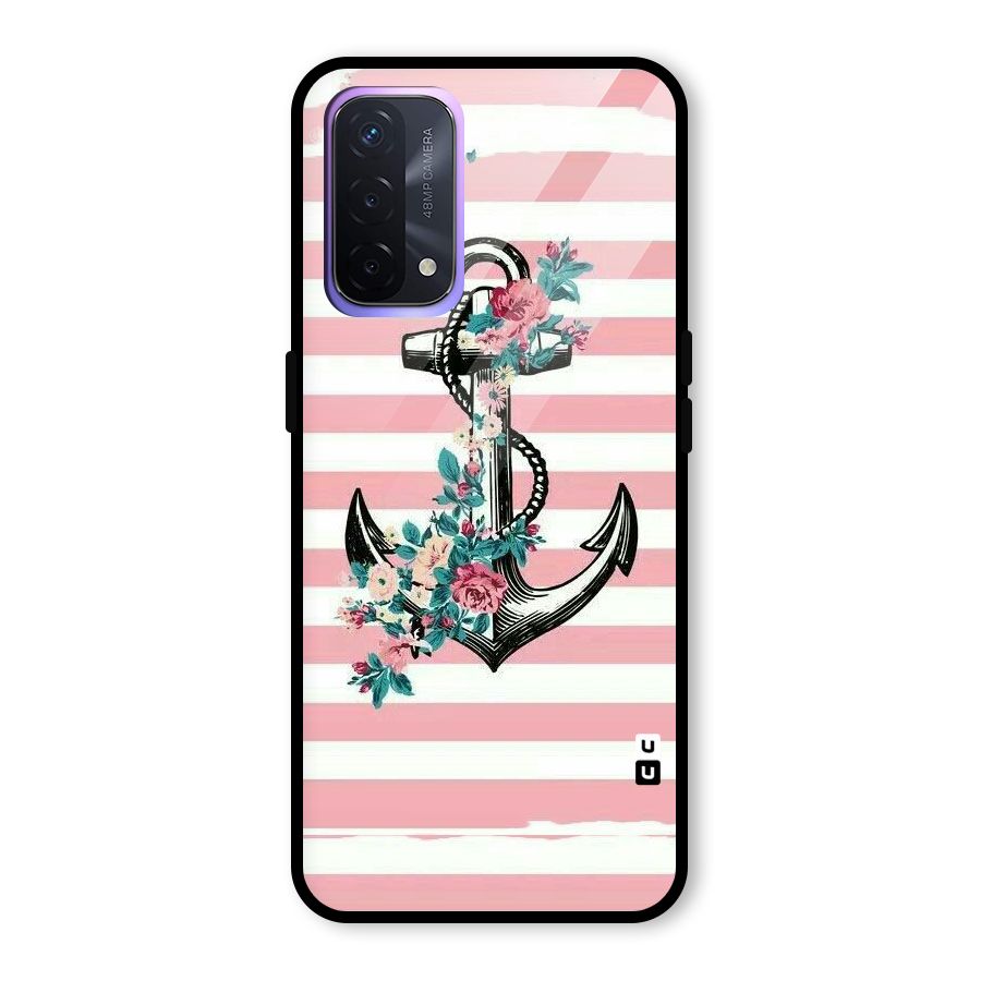 Floral Anchor Glass Back Case for Oppo A74 5G