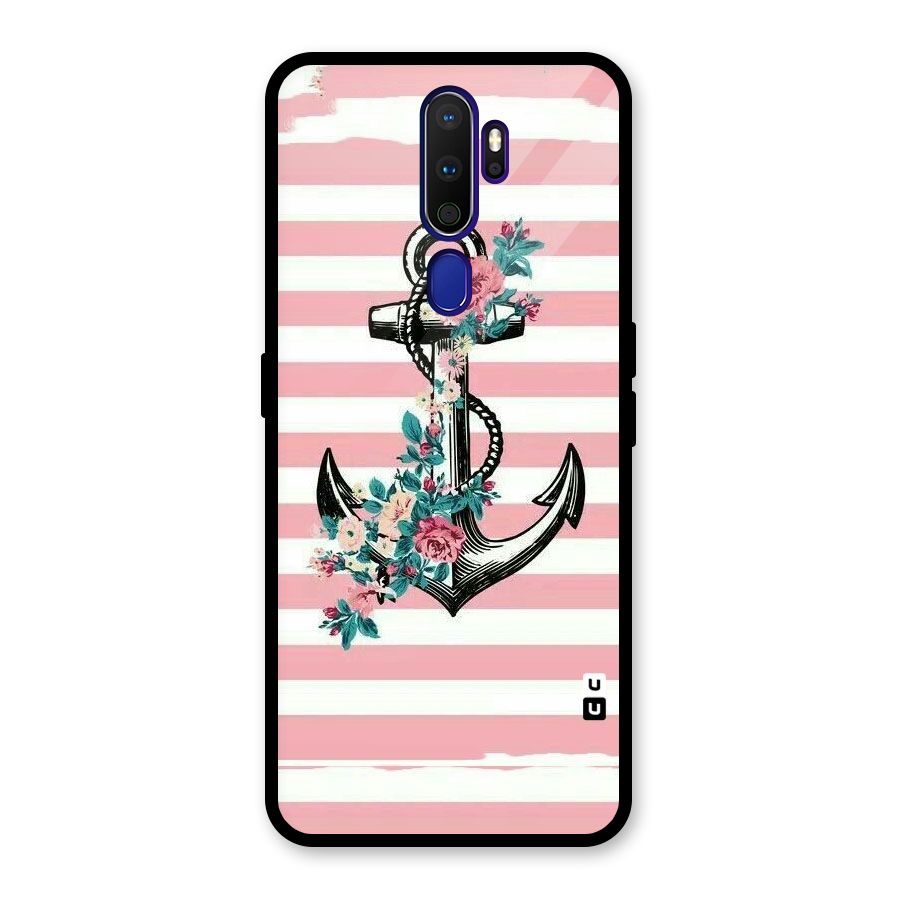 Floral Anchor Glass Back Case for Oppo A9 (2020)