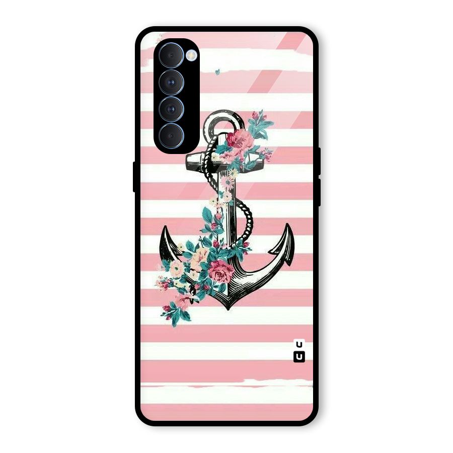 Floral Anchor Glass Back Case for Oppo Reno4 Pro