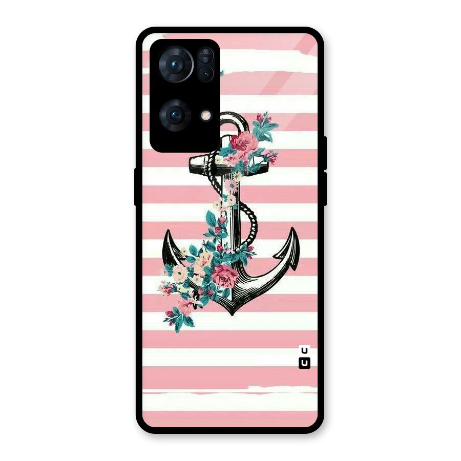 Floral Anchor Glass Back Case for Oppo Reno7 Pro 5G