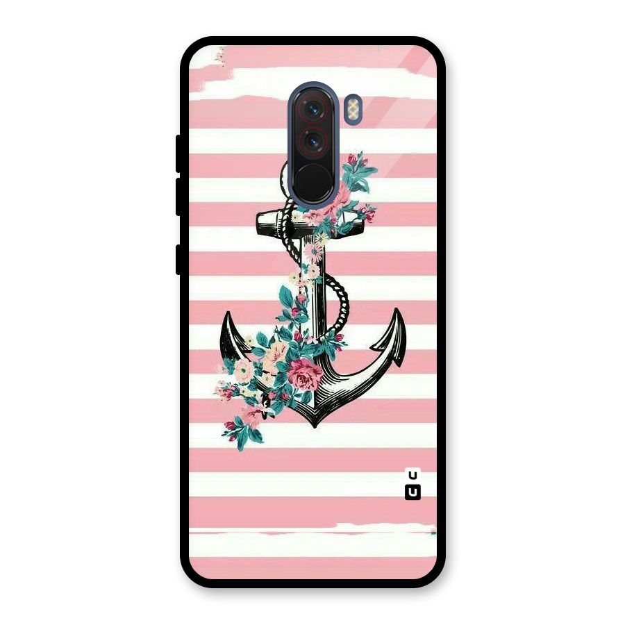 Floral Anchor Glass Back Case for Poco F1