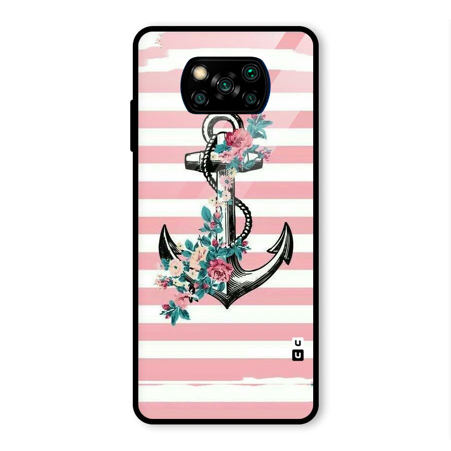 Floral Anchor Glass Back Case for Poco X3 Pro
