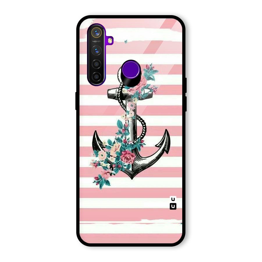 Floral Anchor Glass Back Case for Realme 5 Pro
