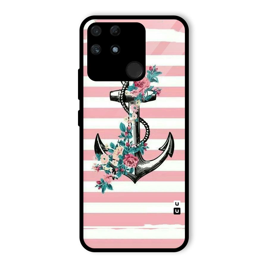 Floral Anchor Glass Back Case for Realme Narzo 50A