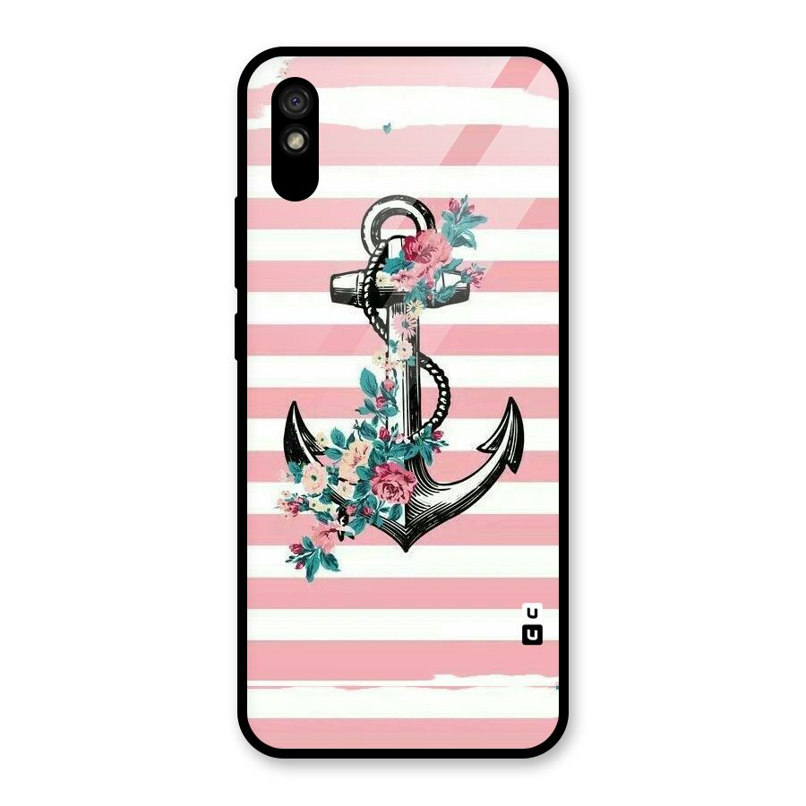 Floral Anchor Glass Back Case for Redmi 9A