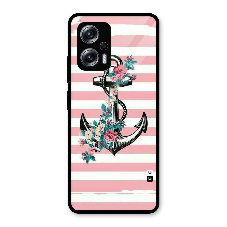 Floral Anchor Glass Back Case for Redmi K50i