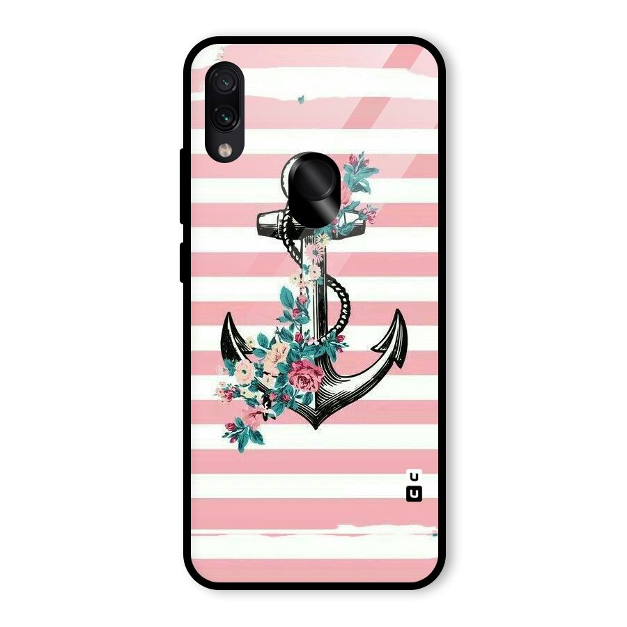 Floral Anchor Glass Back Case for Redmi Note 7S