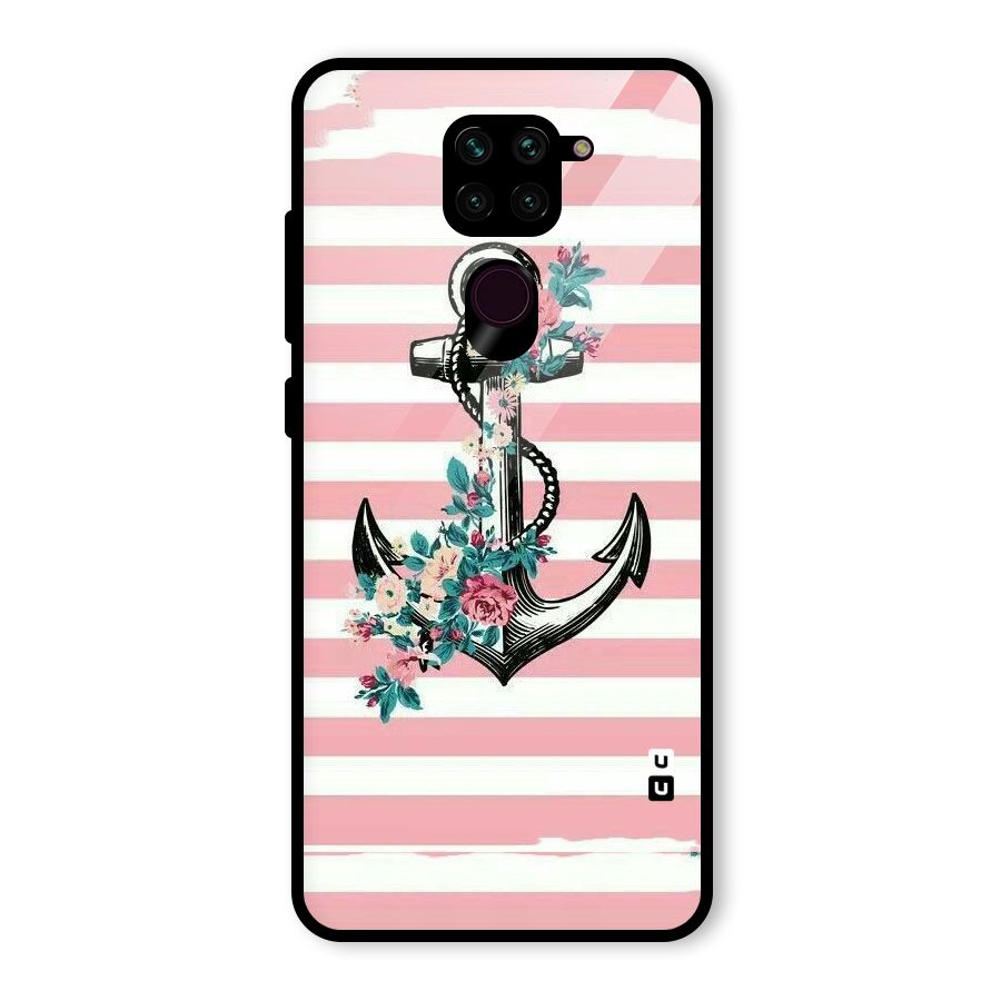 Floral Anchor Glass Back Case for Redmi Note 9