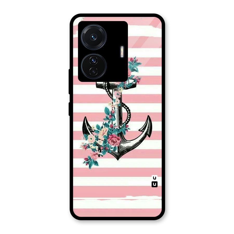 Floral Anchor Glass Back Case for Vivo T1 Pro