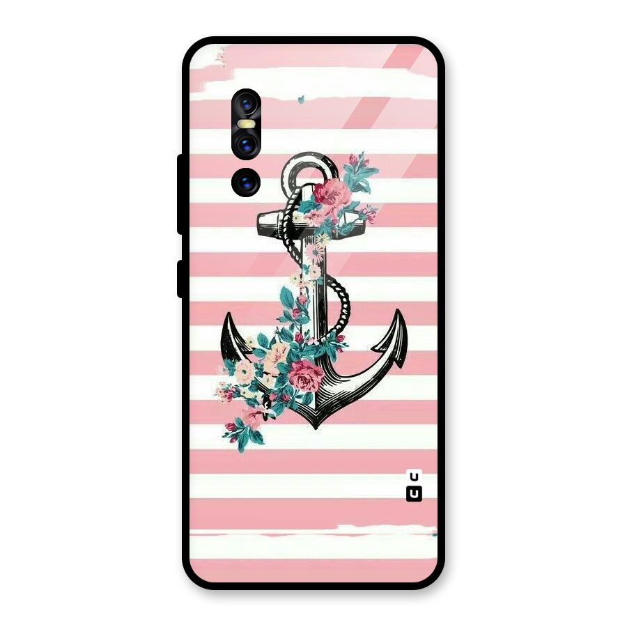Floral Anchor Glass Back Case for Vivo V15 Pro