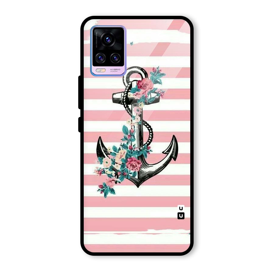 Floral Anchor Glass Back Case for Vivo V20 Pro